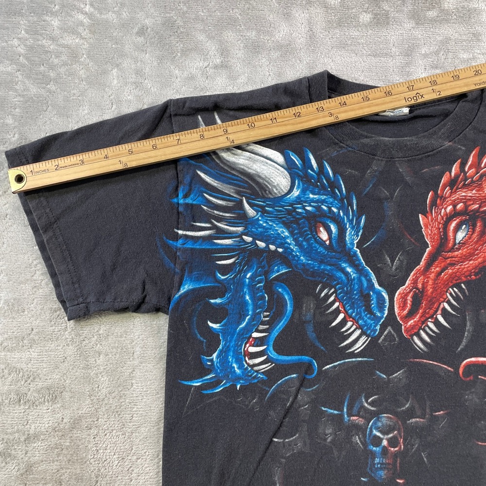 Vintage Dragon Skull Shirt Mens Medium Black Y2K 90s‎ Single Stitch Punk Grunge - Picture 6 of 8